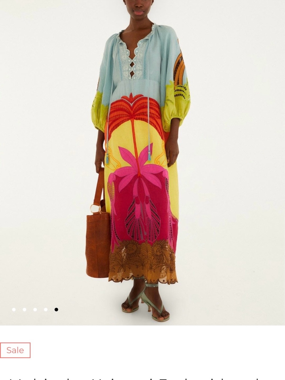 FARM Rio Multicolor Floral Maxi Dress - Aqua, Yellow, Pink - Picture 6 of 8